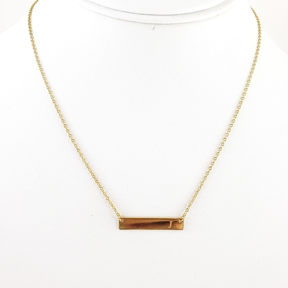 J Monogram Bar Necklace - initial J - 18K GP over 925 sterling silver - dainty - Picture 2 of 16